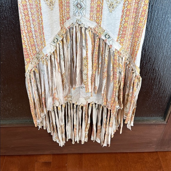 Free People High Low Fringe Dress - Cream and Tan - Picture 5 of 11